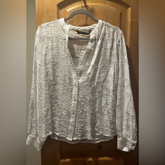 ZARA SEMI-SHEER JACQUARD SHIRT - Picture 4 of 5